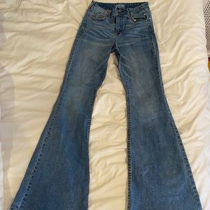high rise bell bottom jeans